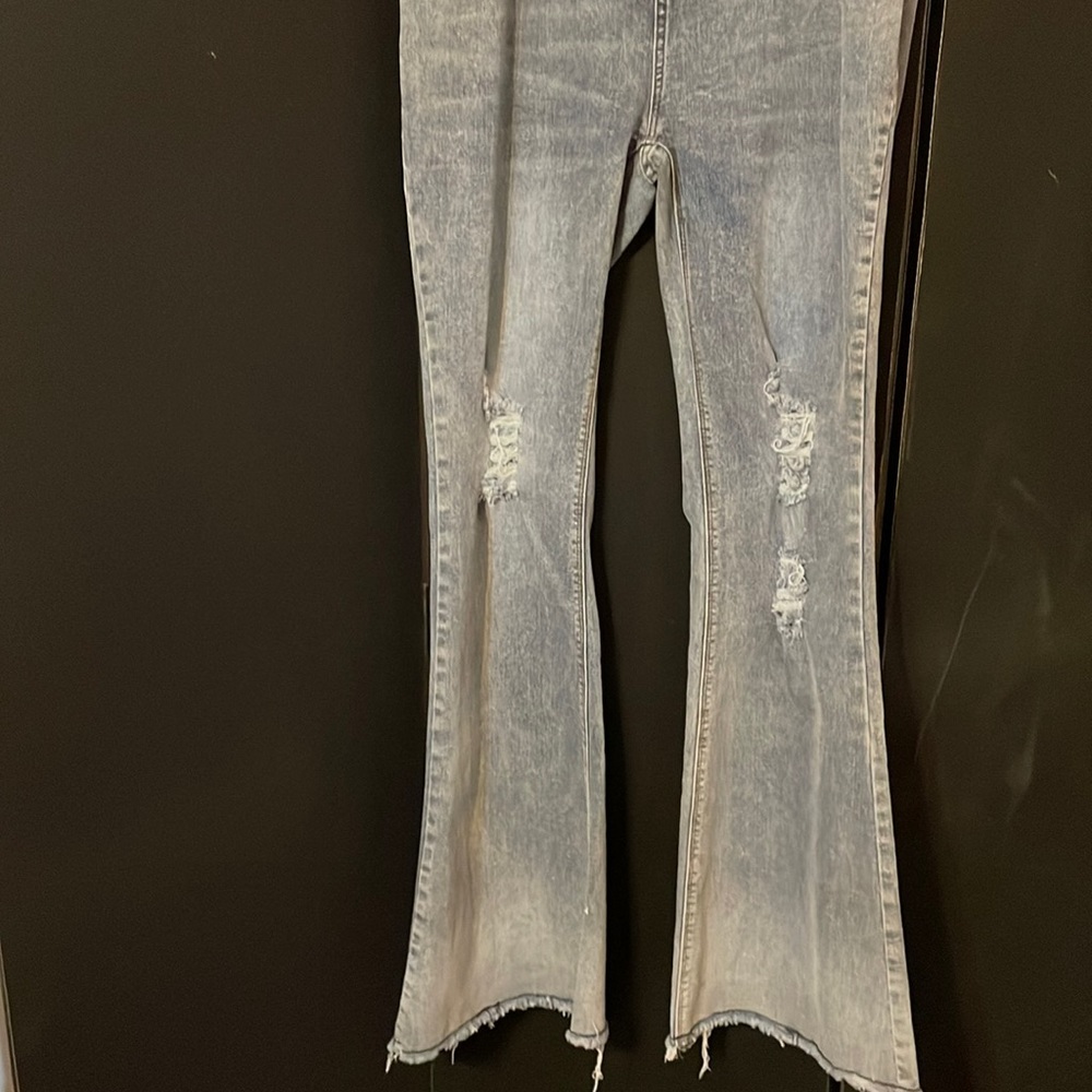 Turquoise Haven Flare Leg Blue Jean with Elastic Waist